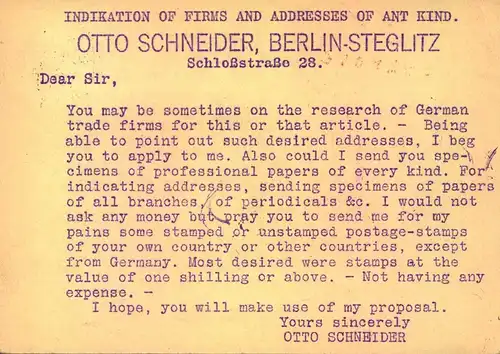 1930, INCOMING MAIL, commercial preited matter card from Berlin to HARBIN returned.