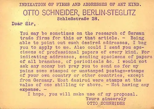 1930, Firmendrucksachenkarte ab BERLIN SW11 nach Melbourne und zurück