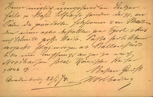 1874, 1/2 Groschen Brustschild GSK mit handschriftlicher Entwertung "Staßfurt"