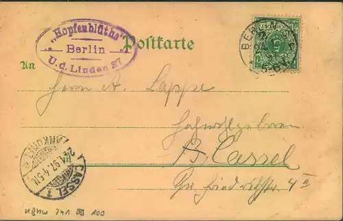 KLASSISCHE BERLIN-STEMPEL: "BERLIN C 2 r", 1897 auf "Gruß aus ..."Karte