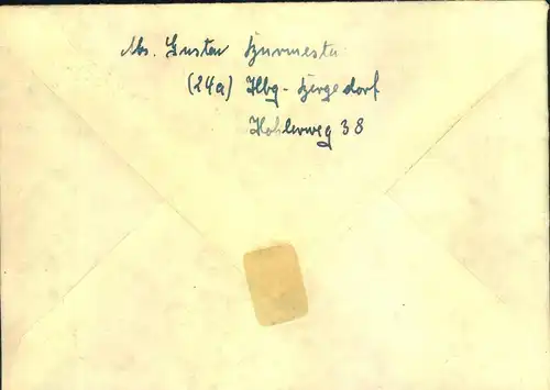 1948, Zehnfach- Mischfrankatur 23.6.48 -10 (erste Leerung) Ortsbrief HAMBURG