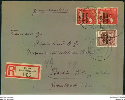 1948, Ortseinschreiben ab BERLIN-OBERCHÖNEWEIDE mit Westabsender.