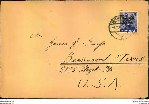 1948, Auslandsbrief mit 50 Pfg. Arbeiter Maschinenaufdruck ab SCHEIBENBERG nach USA