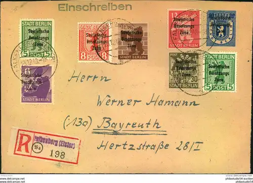 1948, Bär/Eiche, mit Maschinenaufdruck auf Satzbrief ab FRANKENBERG (ELSTER)