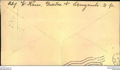 1910, Brief im Sondertarif ""Amerika direkt"" mit 10 Pfg. Germania ab DRESDEN ALTSTADT nach Washington D.C. Umschlag Mit