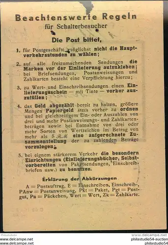 1944, 10 Pfg. Htiler Buchdruck als EF auf Einlieferungsschein ab LANDECK (TIROL), bessere Ostmark-Verwendung