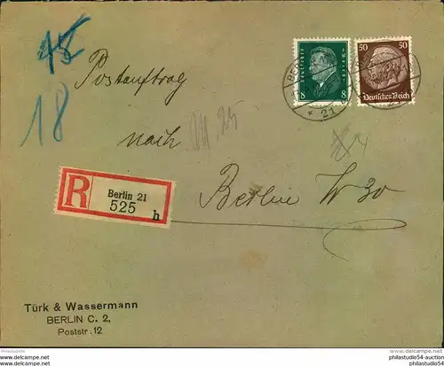 1932, Postauftrag mit guter Frankatur ab BERLIN 21