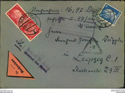 1942, Nachnahmebrief 2. Gewichtsstufe ab EISENACH 2