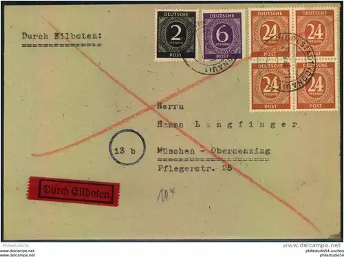 1946, Eilbrief, Ziffer ab INGOLSTADT 25.9.46