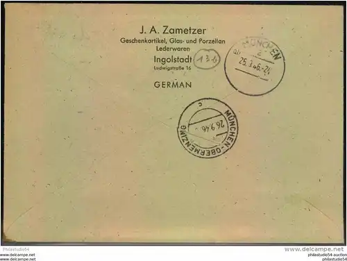 1946, Eilbrief, Ziffer ab INGOLSTADT 25.9.46