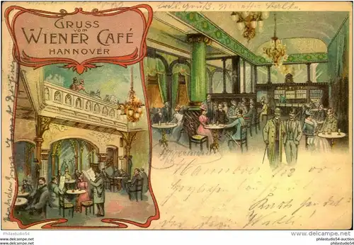 HANNOVER 1900, WIENER CAFÉ, Gruss vom ..., Eckbug, Restaurant,