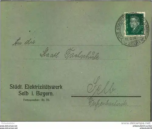 1928,SELB, toller Firmen-Werbebrief, Reklame, Städt. Elektrizitätswerk i. Bayern, mit Vignette "..Kochgerät", Strom