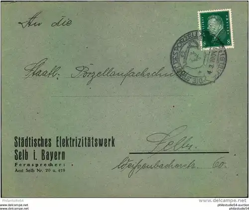 1930,SELB, toller Firmen-Werbebrief, Reklame, Städt. Elektrizitätswerk i. Bayern, mit Vignette "..Wärmgerät", Strom,Stem