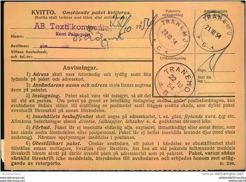 1954, Paketkarte, parcel card, Oskarshamn