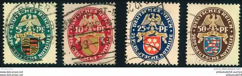 1926, Nothilfe komplett gestempelt (Mi-Nr. 398/401 - 160,-)