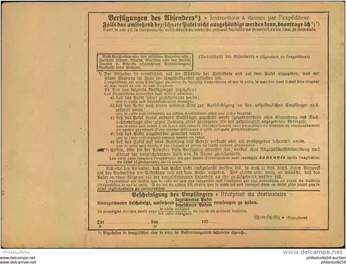 1930, Auslandspaketkarte mit hoher ab BERLIN-SPANDAU 1