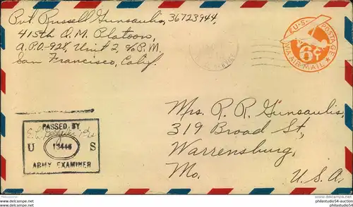 1942, US military post from APO 928 Neuguinea with censor.