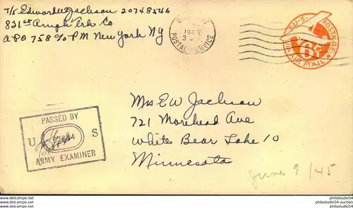 1945, US-Airmail Umschlag Absender "APO 758" stationiert GMUND - Zensur