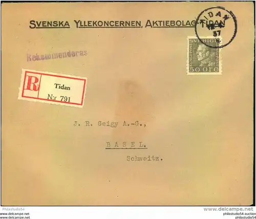1937, registered letter from TIDAN to Basel, Switzerland