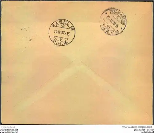 1937, registered letter from TIDAN to Basel, Switzerland