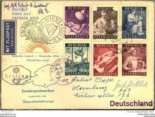 1954, FDC Gesundheitsfürsorge (Mi-Nr. 999-1004)