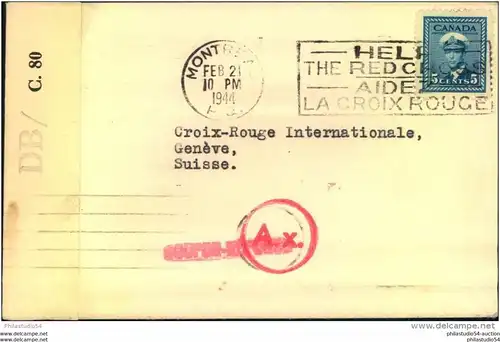 1944: letter to Red Cross in Geneva with double censor