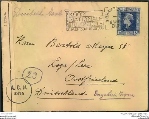 1946, Brief mit Niederländischer Zensur ab S'Gravenhage nach Deutschland, censor, Censure
