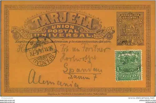 1906, SPANDAU, incoming mail, Ganzsachenkarte aus Uruguay - Berlin