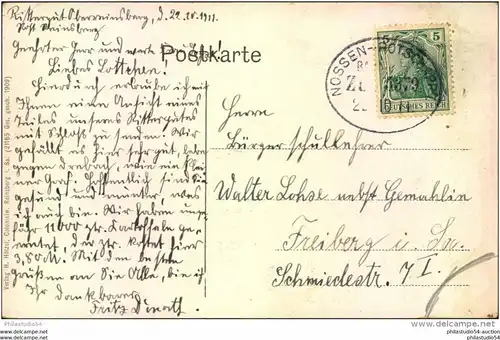 Schloß Reinsberg i. Sa. 1911, Bahnpoststempel   =204193=