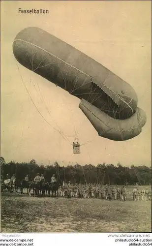 Fesselballon, Feldpostkarte ungebraucht, ca. 1909/10, Hans Hildenbrand Kriegsphotograph, III. Armee.      =204186=