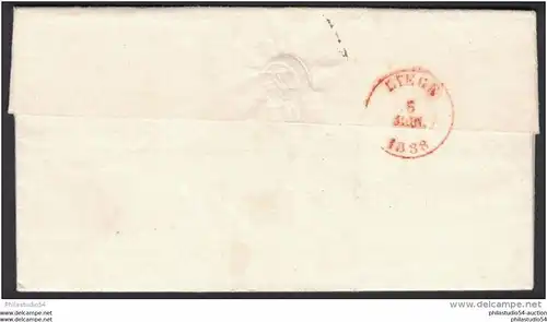 1838, lettre prephilatelique par NAMUR de Liege