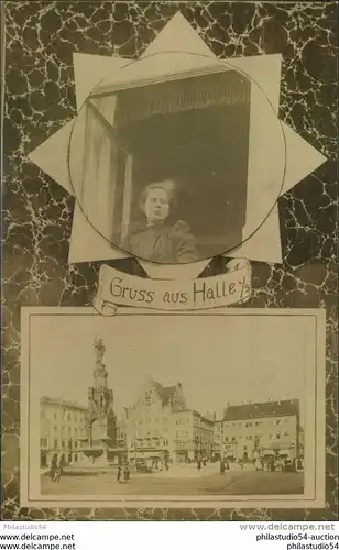 Fotokarte, Gruss aus..., Ansicht Marktplatz, 1912