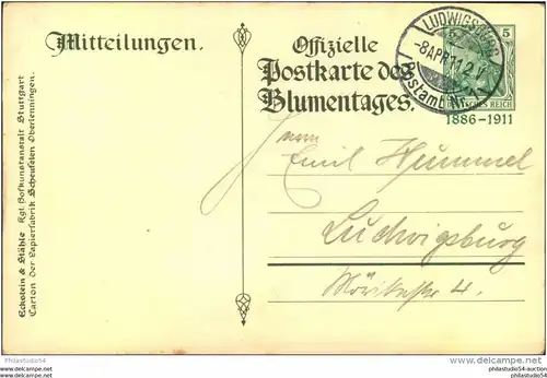 1911, Privatpostkarte Blumentag ab LUDWIGSBURG