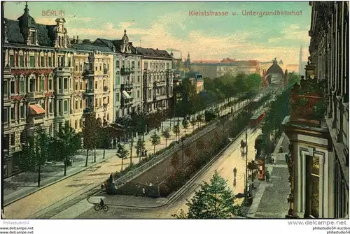 BERLIN, Kleiststrasse und Untergrundbahnhof 1908, gelaufen