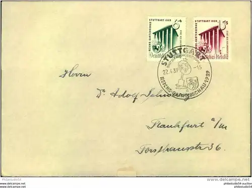 1939, Gartenschau (Mi-Nr. 692/93) auf FDC mit SSt STUTTGART 22.4.39 - Kat. 150,-