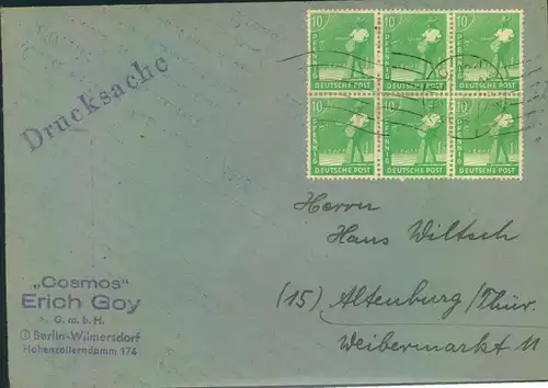 1948, 10-fach Dricksache mit seltener MeF ab "BERLIN C 2 - 3.7.48" mit Absender in West Berlin