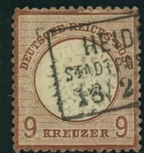 1872, 9 Kreuzer mittelrotbraun (27 b), gestempelt. Befund Jäschke-Lantelme BPP