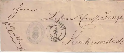 1871, seltene sächsische Feldpost aus dem Deutsch/Französischen Krieg ab "LEIPZIG 6  JUL 71