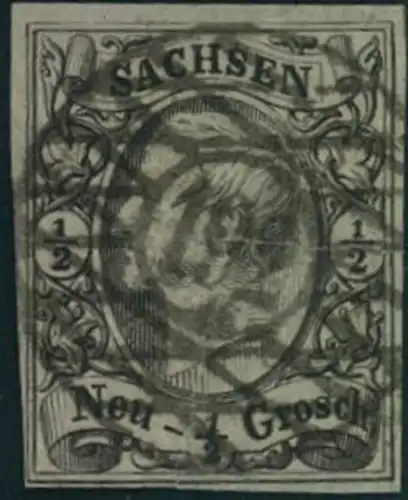 1851, 1/2 Ngr. Johann mit Nummernstempel "192" LOSCHWITZ