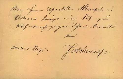 1875, STADTPOST K2 (Dresden) nachverwendet auf 5 Pfge. Ganzsachenkarte in Ort.