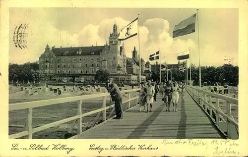 1937, KOLBERG, Seesteg und Kurhaus