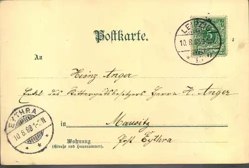 1898, Hunde, Chien, dogs, gelaufen ab LEIPZIG. "Lith. Artist Anstalt München". Erh 1-