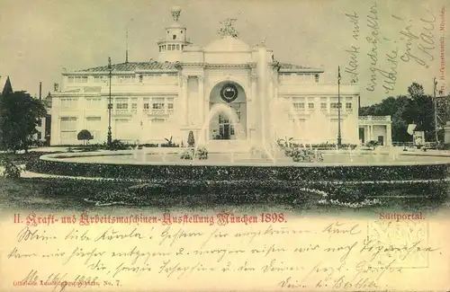 1898, Privatganzsachenkarte "Kraft- und Arbeitsmaschinen-Ausstellung", München