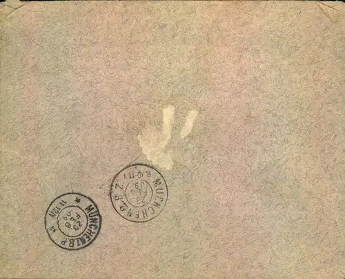 1909, 40 Pfg. Wappen als EF auf Bank-Einschreiben ab AUGSBURG