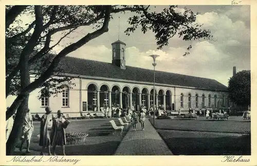 1938, Postkarte von Norderney mit 2-mal 5 Pfg. Hindenburg vom OR imSondertarif nach Ungarn