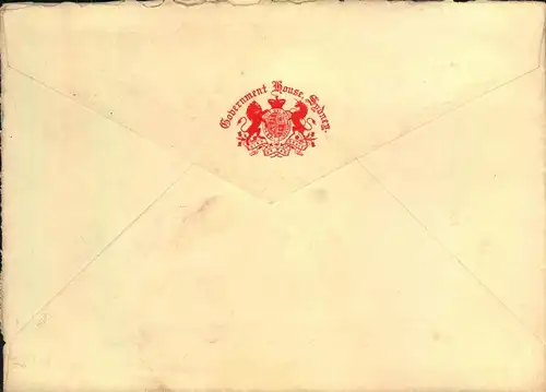 1895, Gouvernment letter in SYDNEY with decorative imprint on back.
