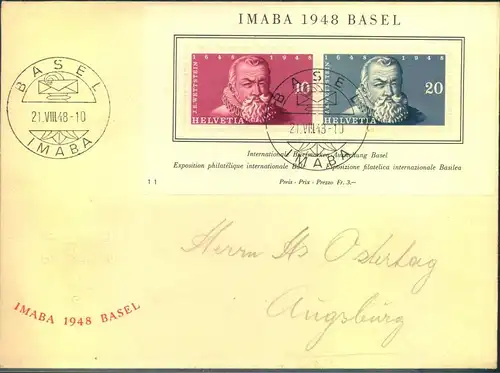 1948, IMABA-Block auf FDC - Block 13 (120,-)
