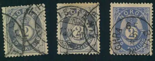 1872, 2 Skilling posthorn used, cheapest colour counted. - Michel/Facit 17