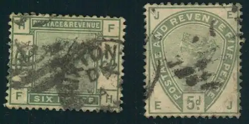 1883, 5 and 6 d from 1883 issue used. - Michel 78/79 (330,-)