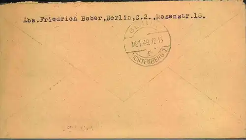 1949, Doppel-Orts-R-Brief ab BERLIN N 24 (Ostberlin)